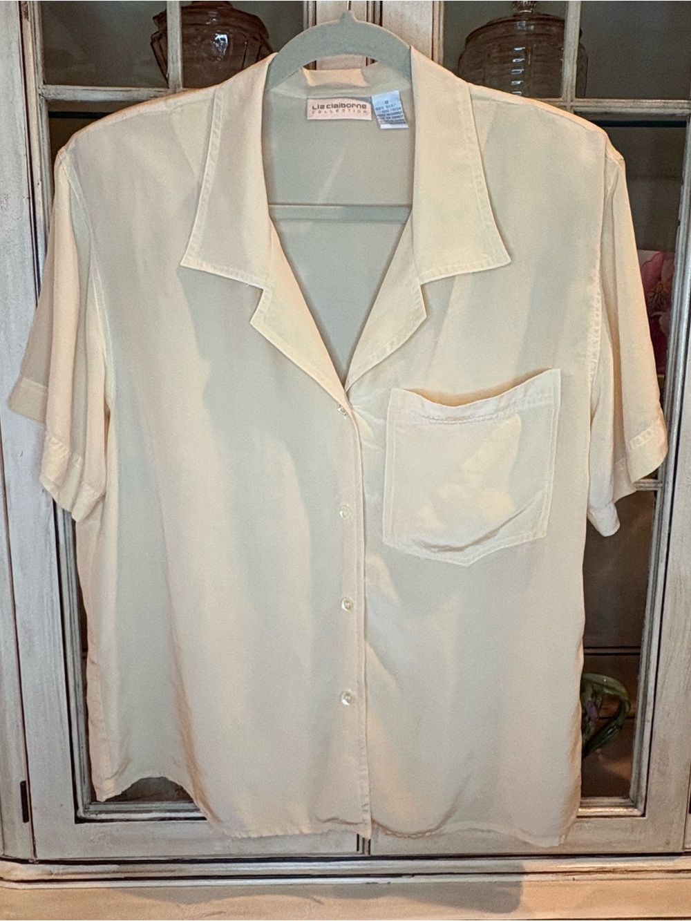 VTG Liz Claiborne Collection 100% Sill Blouse in Cream Size 8